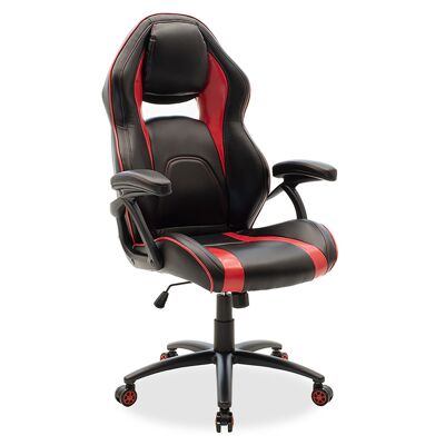 Silla de oficina bucket-gaming Schumacher pakoworld en color pu negro-rojo