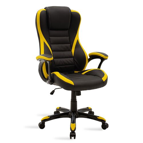 Office chair bucket-gaming Starr pakoworld in black-yellow pu color