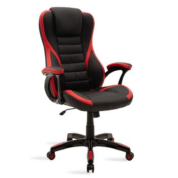 Chaise de bureau seau-gaming Starr pakoworld en couleur pu noir-rouge 1