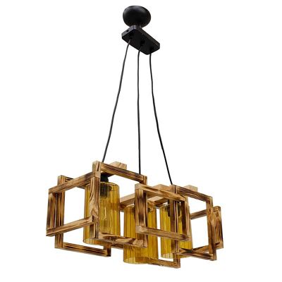 Ceiling light PWL-0111 pakoworld Ε27 in walnut-black color 50x20x87cm