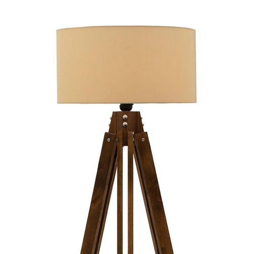Floor lamp PWL-0112 pakoworld E27 wood walnut - ecru hat D40x62x155,5εcm