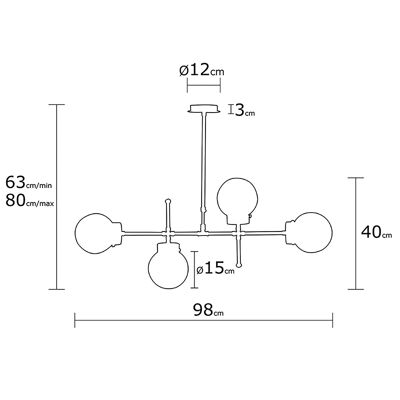 Pendelleuchte aus Metall PWL-0156 pakoworld Ε27 in weiß-goldener Farbe 98x15x80cm