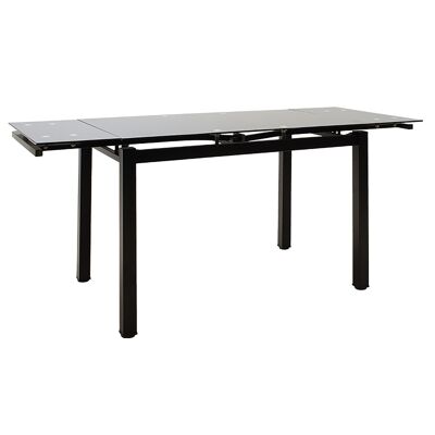 Mesa extensible Finn pakoworld cristal 8mm pie negro diseño 110-170x70x75cm