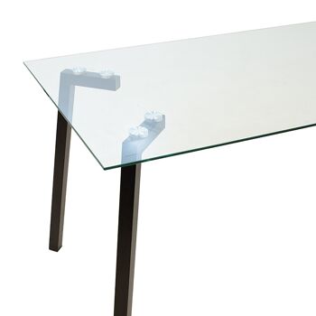 Table Tomi pakoworld verre - pied noir design 140x80x75cm 3