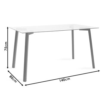 Table Tomi pakoworld verre - pied noir design 140x80x75cm 4
