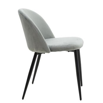 Chaise velours Melodi pakoworld pied gris-noir 2