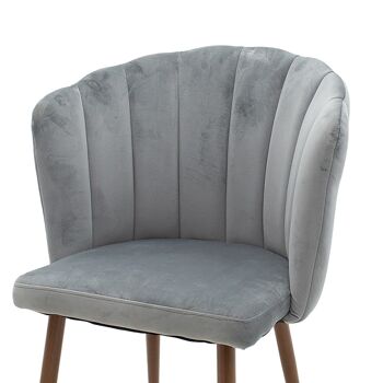 Chaise Esme pakoworld velours gris-noyer pied doré 4