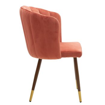 Chaise Esme pakoworld velours corail-noyer pied doré 2