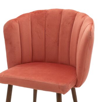 Chaise Esme pakoworld velours corail-noyer pied doré 4