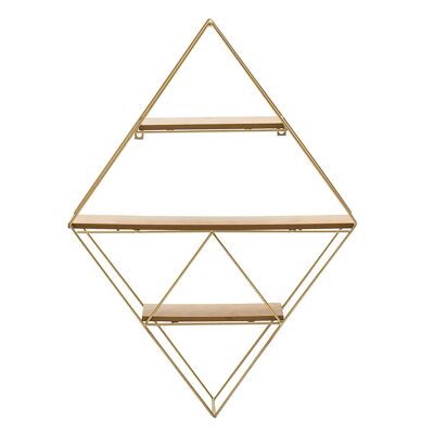 Olen pakoworld wall shelf metallic color golden-natural 49x10x69cm