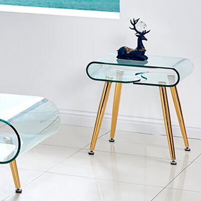 Tavolino Gusto pakoworld con gambe in vetro 10mm color oro 50x40x50cm