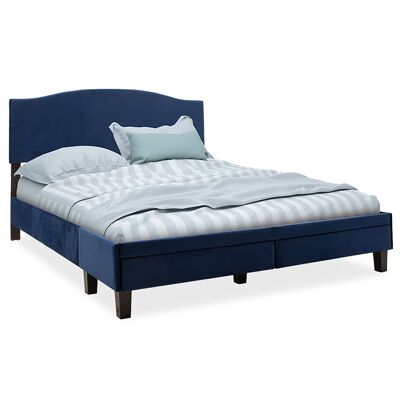 Isabella pakoworld cama doble con terciopelo en color azul oscuro 160x200 cm