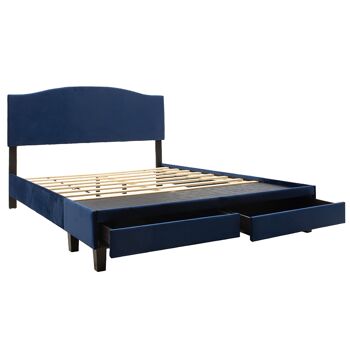 Isabella pakoworld lit double avec velours de couleur bleu foncé 160x200 cm 2