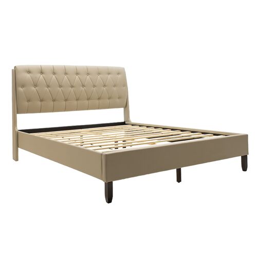 Isabella pakoworld double bed with pvc in beige colour 160x200 cm