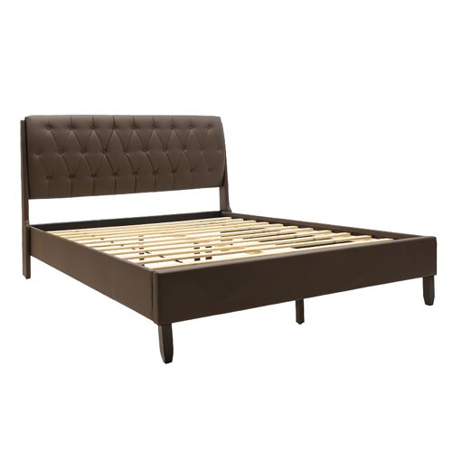 Isabella pakoworld double bed with pvc in dark brown colour 160x200 cm
