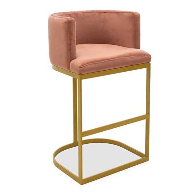 Viv pakoworld bar stool rotten apple velvet - golden metal 54x50x95cm