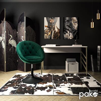 Ivy pakoworld sillón elevable con terciopelo en color verde oscuro-negro 68x56x82-94cm