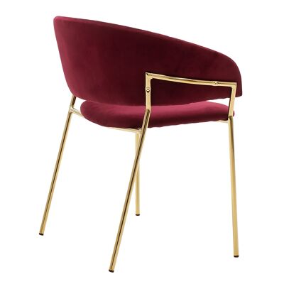Maggie pakoworld metallic chair golden gloss with dark red velvet