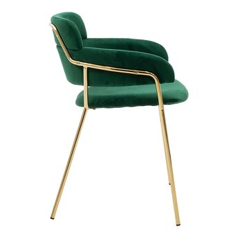 Nicole pakoworld fauteuil métallisé doré brillant avec velours vert foncé 2