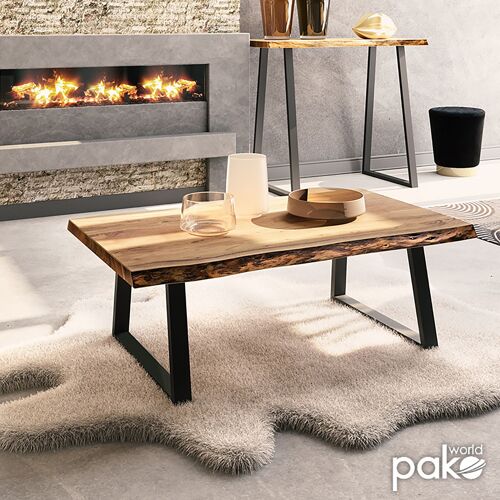 Miles pakoworld coffee table solid wood 4cm walnut-foot black 115x72x41cm