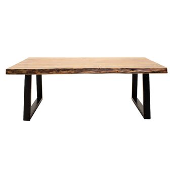 Miles pakoworld table basse bois massif 4cm noyer-pied noir 115x72x41cm 2