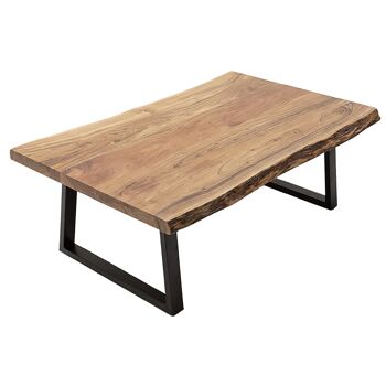 Miles pakoworld table basse bois massif 4cm noyer-pied noir 115x72x41cm 3