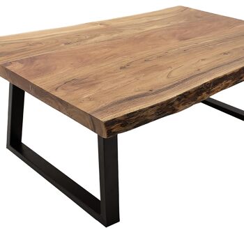 Miles pakoworld table basse bois massif 4cm noyer-pied noir 115x72x41cm 4