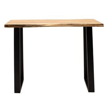Table-console de bar Miles pakoworld bois massif 4cm pied noyer noir 120x53x97cm 2