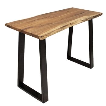 Table-console de bar Miles pakoworld bois massif 4cm pied noyer noir 120x53x97cm 3