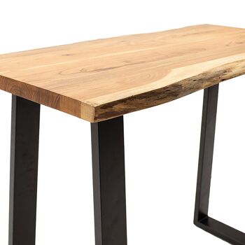 Table-console de bar Miles pakoworld bois massif 4cm pied noyer noir 120x53x97cm 4