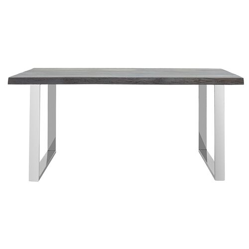 Falan pakoworld table solid wood 5cm gray antique-inox foot 180x90x77.5cm