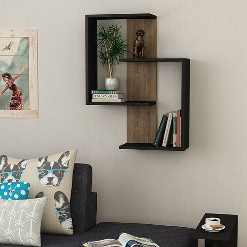 Paranoid pakoworld Wall Shelf anthracite - dark oak 64x20x85cm