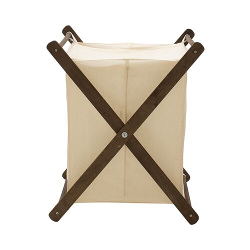 Laundry basket Lumin pakoworld 80L in walnut-white color 45x35x70cm