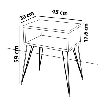 Table de chevet Naida pakoworld noyer-noir 45x30x59cm 3