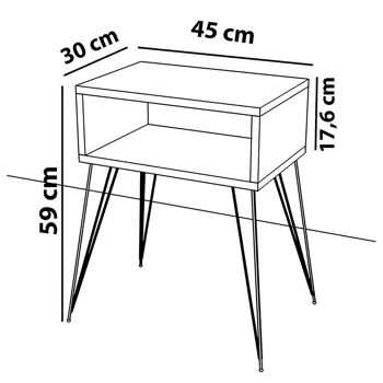 Table de chevet Naida pakoworld naturel-noir 45x30x59cm 3