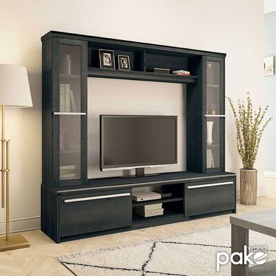 Composizione Chico TV pakoworld color ebony rovere 180,5x40x158cm