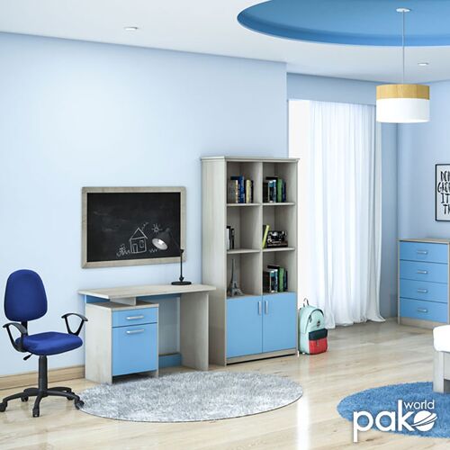 Children's bookcase Looney pakoworld in castillo-blue colour 80,5x36,5x183,5