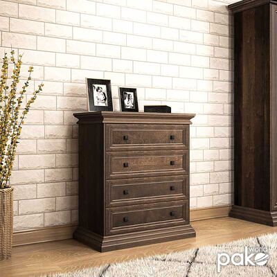 Drawer Mozart pakoworld with 4 drawers in walnut colour 80x40x96cm