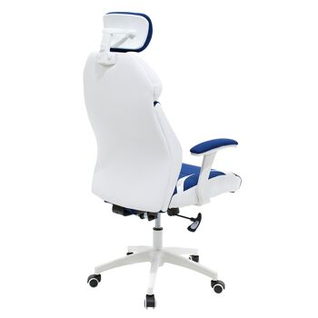 Chaise de bureau de direction Momentum Bucket pakoworld avec tissu résille bleu et pu blanc 1