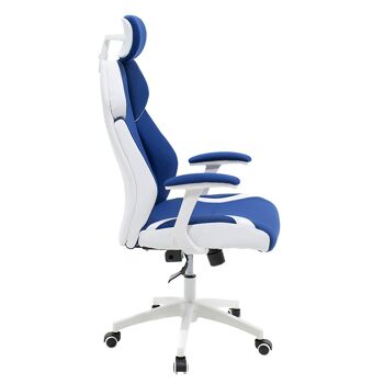 Chaise de bureau de direction Momentum Bucket pakoworld avec tissu résille bleu et pu blanc 3