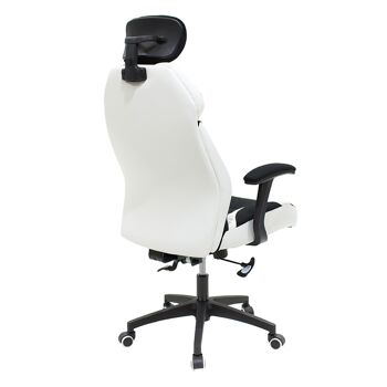 Chaise de bureau de direction Momentum Bucket pakoworld avec tissu résille noir et pu blanc 1