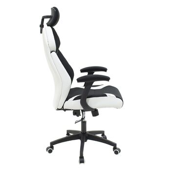 Chaise de bureau de direction Momentum Bucket pakoworld avec tissu résille noir et pu blanc 3