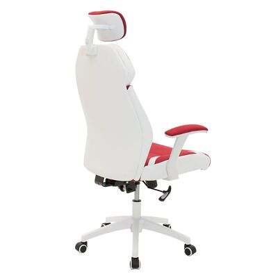 Chaise de bureau de direction Momentum Bucket pakoworld avec tissu résille noir rouge et pu blanc