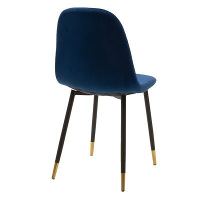 Sila pakoworld chaise velours bleu-jambes noir-or