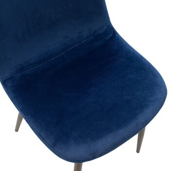 Elsa pakoworld chaise velours bleu-pieds noir 4