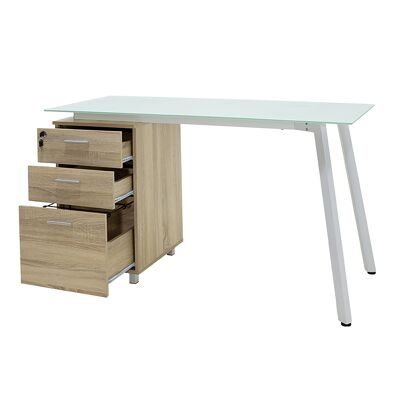 Office Albino pakoworld MDF vetro colore sonoma-bianco 130x60x76cm