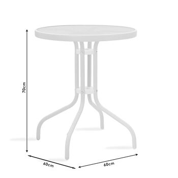 Watson pakoworld table de jardin métal blanc-verre D60x70cm 3