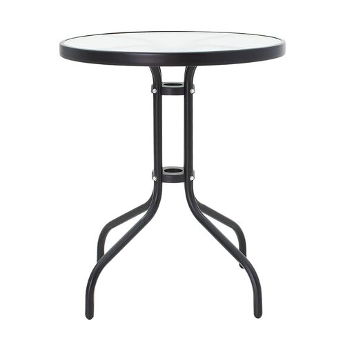 Watson pakoworld garden table metal black-glass D60x70cm