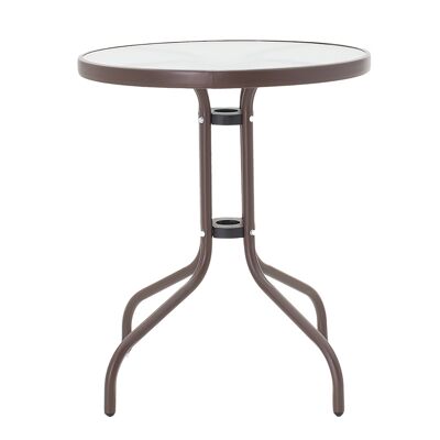 Watson pakoworld tavolo da giardino in metallo marrone-vetro D60x70cm