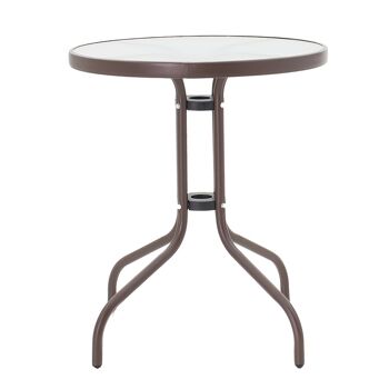 Watson pakoworld table de jardin métal brun-verre D60x70cm 1